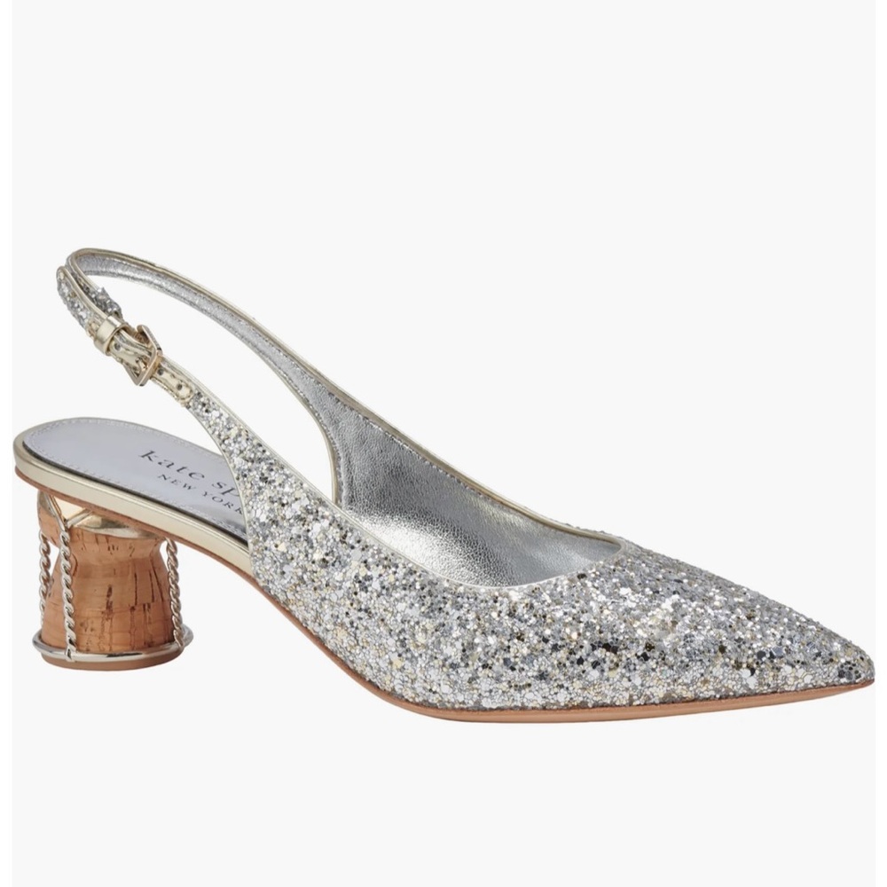 Kate Spade Soirée glitter sling back pump, size 7.5